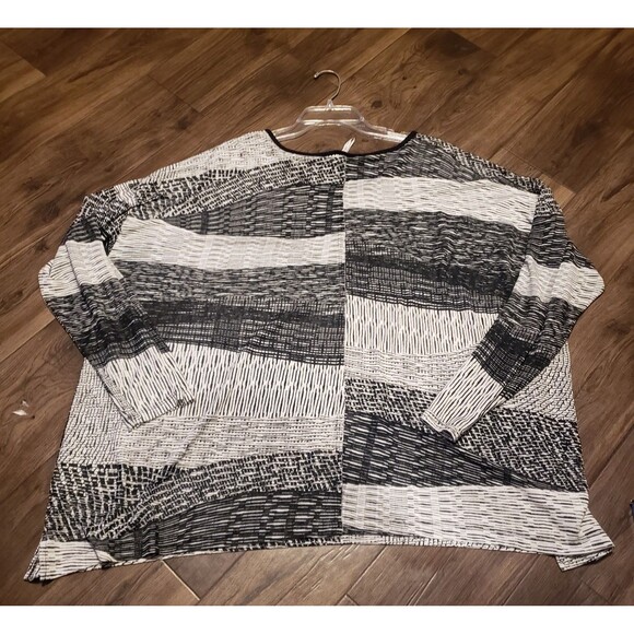 Cato Black Gray White Blouse Shirt Women's Plus Sz 26/28 Sheer - Picture 2 of 4